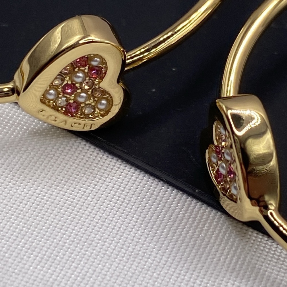 COACH Gold Heart Hoop Earrings - Picture 4 of 5